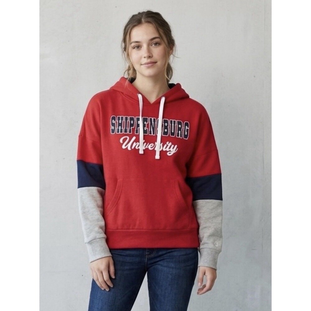 Colosseum Women Shippensburg University Hoodie Colorblock Red Blue Gray Large L